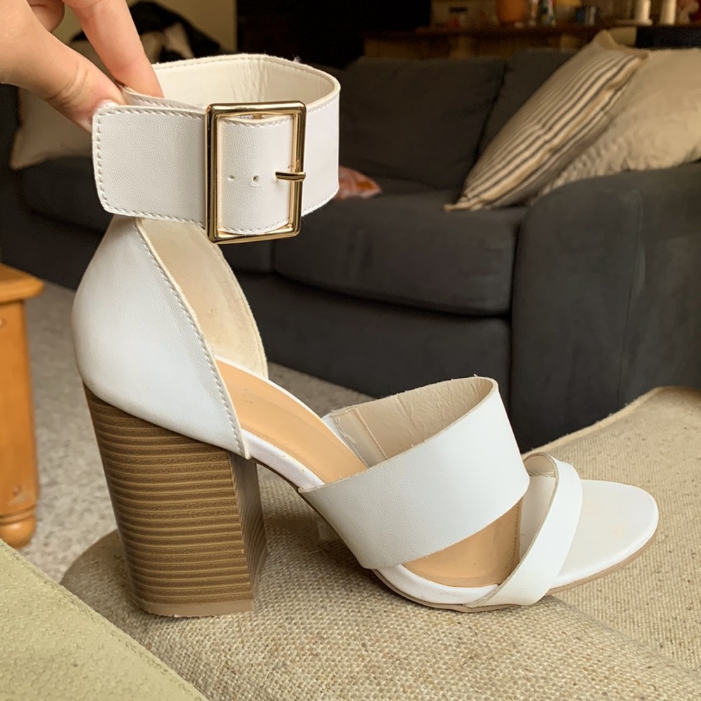 Charlotte Russe White thick strap block heel